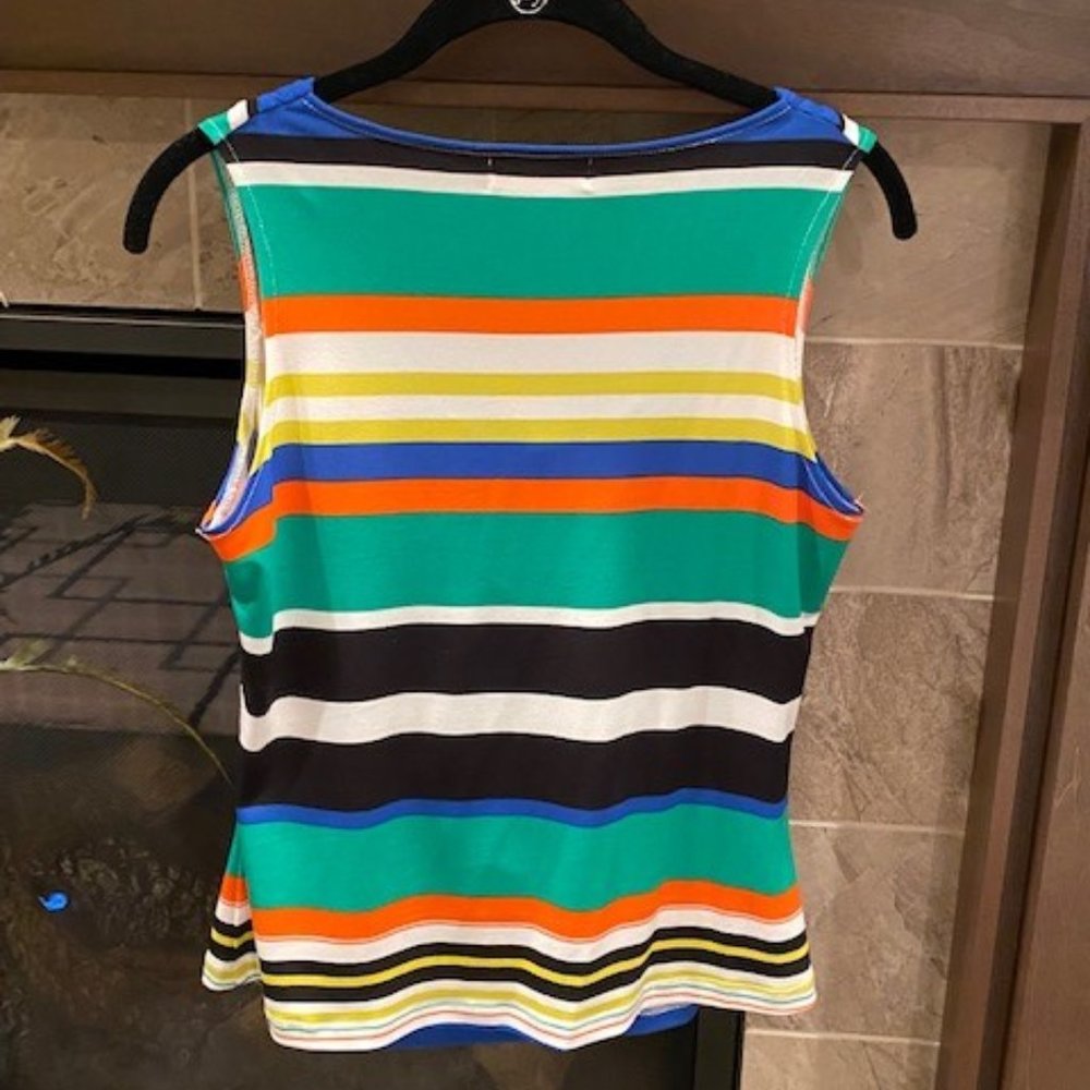 CALVIN KLEIN Striped Drape Neck Tank Top - Picture 6 of 9